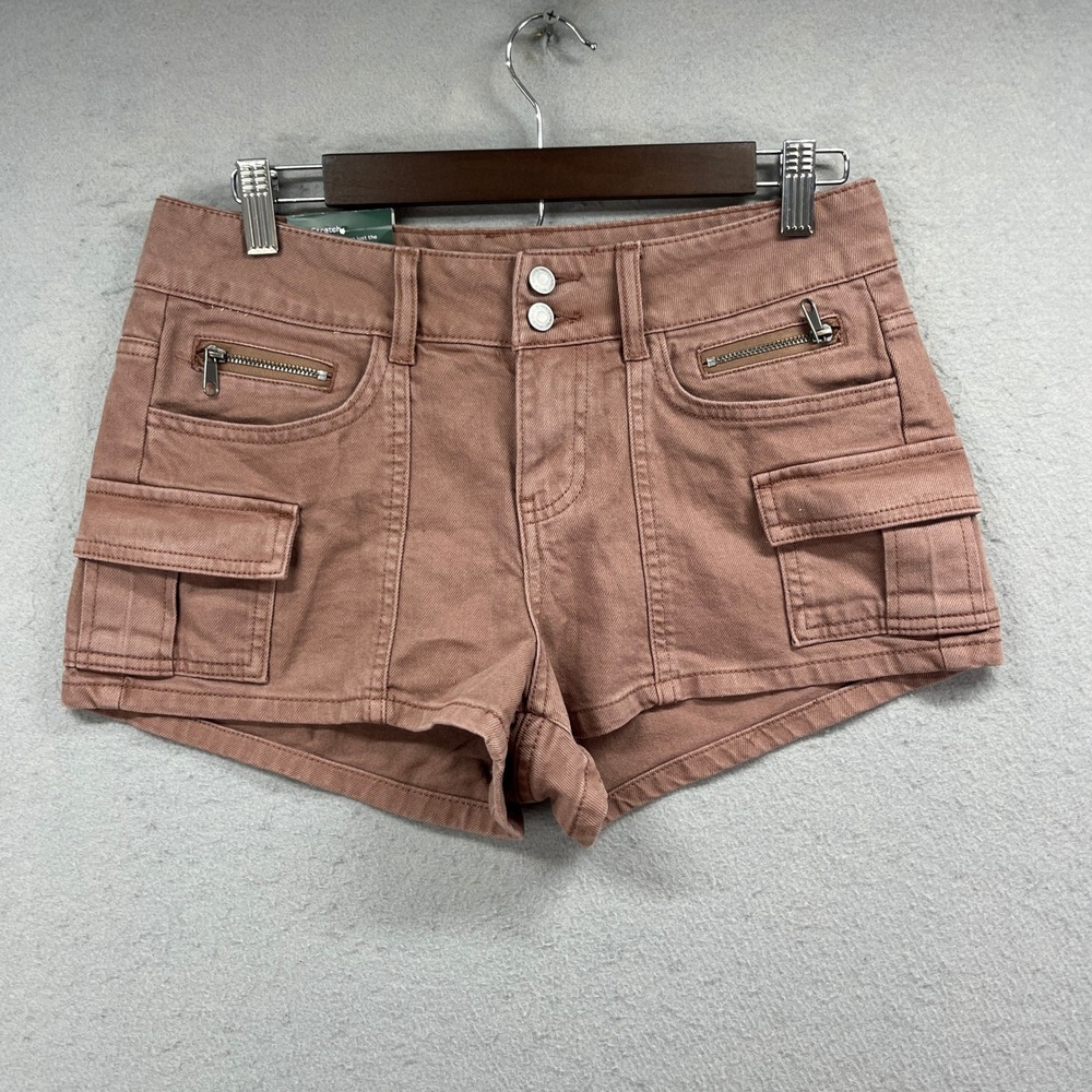 NEW Wild Fable Cargo Shorts Womens S Brown Stretch‎ Low Rise Utility Denim Jorts